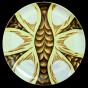 <p>Judy Chicago (American, b. 1939). <em>The Dinner Party</em> (Snake Goddess plate), 1974–79. Porcelain with overglaze enamel (China paint), rainbow overglaze, gold metallic glaze, 15 × 14 × 1 in. (38.1 × 35.6 × 2.5 cm). Brooklyn Museum, Gift of the Elizabeth A. Sackler Foundation, 2002.10. © Judy Chicago. (Photo: © Donald Woodman)</p>