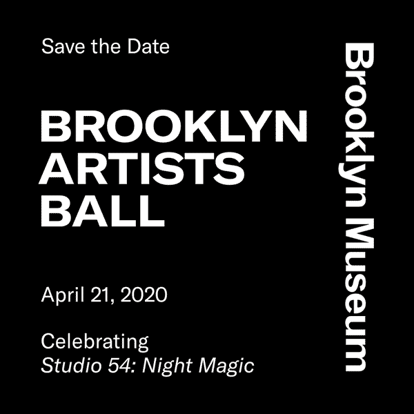 Brooklyn Artists Ball 2020 textual information on black background