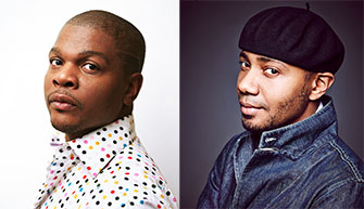 <p>Kehinde Wiley and DJ Spooky</p>