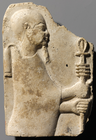 Relief of Ptah holding Ankh and Djed