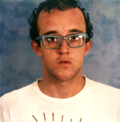 Keith Haring: Self-Portrait with Glasses Painted by Kenny Scharf