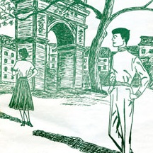 <p>Washington Square strolling couple. Cover of <i>The Ladder</i>, April 1959. Courtesy of the Gay, Lesbian, Bisexual, Transgender Historical Society, San Francisco</p>