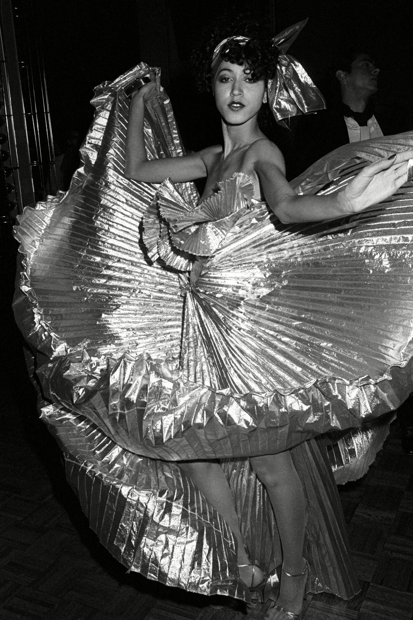 Guy Marineau: Pat Cleveland on the dance floor during Halston's disco bash at Studio 54