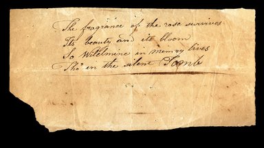 <em>"Jane Schenck journal, ancillary note."</em>, 1812-1816. Printed material. Brooklyn Museum. (CS71_Sch21_A4_Malbone_Schenck_ancillary_note_side2_edited_SL1.jpg