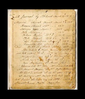 <em>"Jane Schenck journal."</em>, 1812-1816. Printed material. Brooklyn Museum. (CS71_Sch21_A4_Malbone_Schenck_p01_edited_SL1.jpg