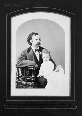 <em>"Portrait of Susie Southwick on her father's lap."</em>, 1865-1905. b/w negative, 4x5in. Brooklyn Museum. (CS71_So8_B39_Southwick_Susie_bw.jpg