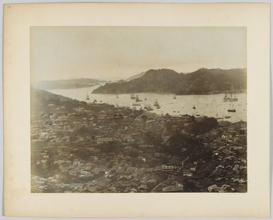 <em>"36. [Nagasaki harbor?]"</em>, 1890. Bw photographic print, hand tinted. Brooklyn Museum. (Photo: Brooklyn Museum, DS809_P561_no03b_PS4.jpg