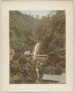 <em>"1208. Metaki Waterfall, Kobe"</em>, 1890. Bw photographic print, hand tinted. Brooklyn Museum. (Photo: Brooklyn Museum, DS809_P561_no06b_PS4.jpg