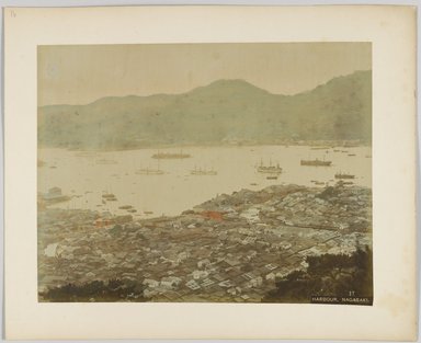 <em>"37. Harbour, Nagasaki"</em>, 1890. Bw photographic print, hand tinted. Brooklyn Museum. (Photo: Brooklyn Museum, DS809_P561_no07b_PS4.jpg