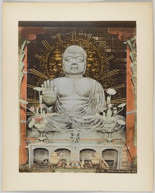 <em>"1243. Daibutsu or bronze image, Nara"</em>, 1890. Bw photographic print, hand tinted. Brooklyn Museum. (Photo: Brooklyn Museum, DS809_P561_no12b_PS4.jpg
