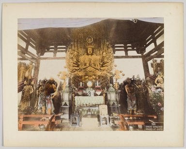 <em>"1363. Sanjiu Sangendo images at Kioto"</em>, 1890. Bw photographic print, hand tinted. Brooklyn Museum. (Photo: Brooklyn Museum, DS809_P561_no13b_PS4.jpg