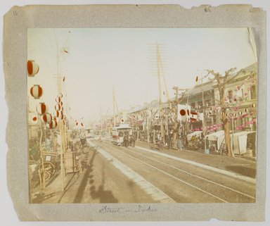 <em>"Annotated:  Street in Tokio."</em>, 1890. Bw photographic print, sepia toned. Brooklyn Museum. (Photo: Brooklyn Museum, DS809_P56_vol1_no01b_PS4.jpg