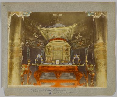 <em>"Second Shogun's gold lacqure tomb Shiba temple Tokyo. Annotated:  Octagonal Tomb' 2nd Shogun, finest lacquer extant."</em>, 1890. Bw photographic print, sepia toned. Brooklyn Museum. (Photo: Brooklyn Museum, DS809_P56_vol1_no05a_PS4.jpg