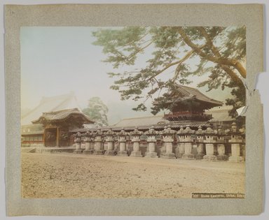 <em>"327. Stone lanterns, Shiba, Tokio."</em>, 1890. Bw photographic print, sepia toned. Brooklyn Museum. (Photo: Brooklyn Museum, DS809_P56_vol1_no07a_PS4.jpg