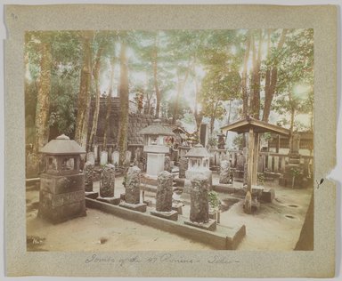<em>"Annotated:  Tombs of the 47 Ronins, Tokio."</em>, 1890. Bw photographic print, sepia toned. Brooklyn Museum. (Photo: Brooklyn Museum, DS809_P56_vol1_no09a_PS4.jpg
