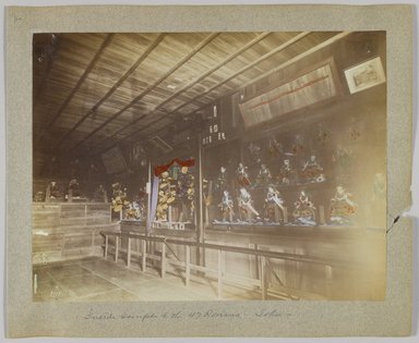 <em>"Annotated:  Inside Temple of the 47 Ronins, Tokio."</em>, 1890. Bw photographic print, sepia toned. Brooklyn Museum. (Photo: Brooklyn Museum, DS809_P56_vol1_no10a_PS4.jpg