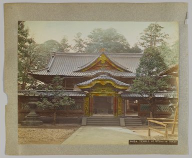 <em>"124. Temple at Uyeno in Tokio."</em>, 1890. Bw photographic print, sepia toned. Brooklyn Museum. (Photo: Brooklyn Museum, DS809_P56_vol1_no12b_PS4.jpg