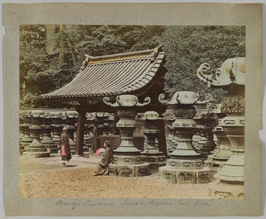 <em>"Annotated:  Bronze lanterns, temple, Uyeno Park, Tokio."</em>, 1890. Bw photographic print, sepia toned. Brooklyn Museum. (Photo: Brooklyn Museum, DS809_P56_vol1_no13a_PS4.jpg