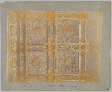 <em>"Annotated:  Panels of ceiling interior, Ieyasu Temple."</em>, 1890. Bw photographic print, sepia toned. Brooklyn Museum. (Photo: Brooklyn Museum, DS809_P56_vol1_no31a_PS4.jpg