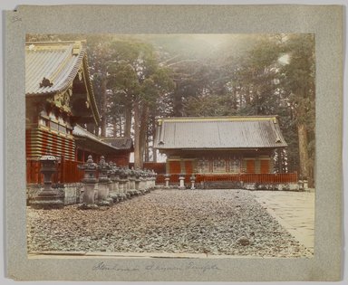 <em>"Annotated:  Storehouses, Ieyasu Temple."</em>, 1890. Bw photographic print, sepia toned. Brooklyn Museum. (Photo: Brooklyn Museum, DS809_P56_vol1_no33a_PS4.jpg