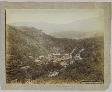 <em>"A68 New road, Kiga, Hakone. Annotated:  Near Miyanoshita."</em>, 1890. Bw photographic print, sepia toned. Brooklyn Museum. (Photo: Brooklyn Museum, DS809_P56_vol1_no42a_PS4.jpg