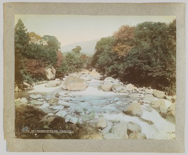 <em>"E20. Miyagino Stream, Hakone."</em>, 1890. Bw photographic print, sepia toned. Brooklyn Museum. (Photo: Brooklyn Museum, DS809_P56_vol1_no46b_PS4.jpg