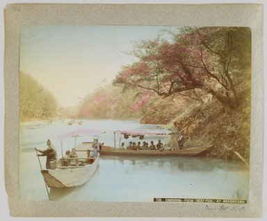 <em>"735. Chiborino-fuchi (deep pool) at Arashiyama. Annotated:  Near Kioto."</em>, 1890. Bw photographic print, sepia toned. Brooklyn Museum. (Photo: Brooklyn Museum, DS809_P56_vol1_no48b_PS4.jpg