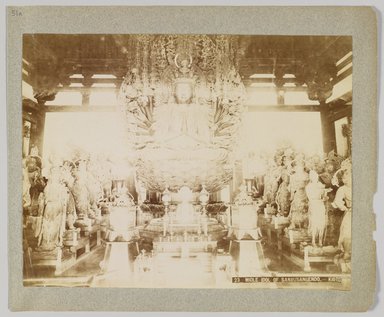 <em>"23. Middle idol of Sanjiusangendo, Kioto."</em>, 1890. Bw photographic print, sepia toned. Brooklyn Museum. (Photo: Brooklyn Museum, DS809_P56_vol1_no51a_PS4.jpg