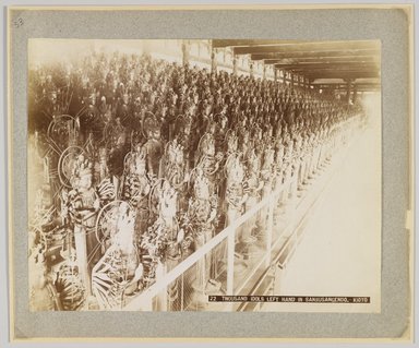 <em>"22. Thousand idols left hand in Sanjiusangendo, Kioto."</em>, 1890. Bw photographic print, sepia toned. Brooklyn Museum. (Photo: Brooklyn Museum, DS809_P56_vol2_no53_PS4.jpg