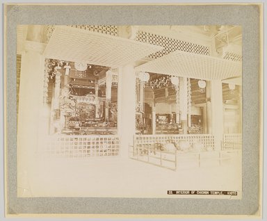 <em>"33. Interior of Chionin Temple, Kioto."</em>, 1890. Bw photographic print, sepia toned. Brooklyn Museum. (Photo: Brooklyn Museum, DS809_P56_vol2_no56_PS4.jpg