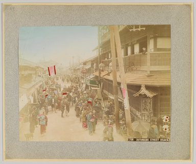 <em>"756. Dotonbori Street, Osaka."</em>, 1890. Bw photographic print, sepia toned. Brooklyn Museum. (Photo: Brooklyn Museum, DS809_P56_vol2_no69_PS4.jpg