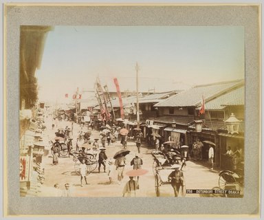 <em>"758. Dotonbori Street, Osaka."</em>, 1890. Bw photographic print, sepia toned. Brooklyn Museum. (Photo: Brooklyn Museum, DS809_P56_vol2_no70_PS4.jpg