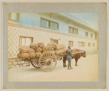 <em>"[Ox cart with rice bales]."</em>, 1890. Bw photographic print, sepia toned. Brooklyn Museum. (Photo: Brooklyn Museum, DS809_P56_vol2_no75_PS4.jpg