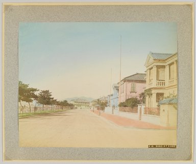 <em>"A18. Bund at Kobe."</em>, 1890. Bw photographic print, sepia toned. Brooklyn Museum. (Photo: Brooklyn Museum, DS809_P56_vol2_no78_PS4.jpg