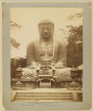 <em>"Annotated:  Daibutsu at Kamakura."</em>, 1890. Bw photographic print, sepia toned. Brooklyn Museum. (Photo: Brooklyn Museum, DS809_P56_vol2_no94_PS4.jpg