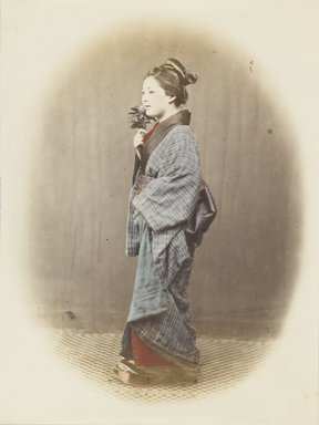 <em>"A young lady coming from the bath"</em>. Bw photographic print, hand tinted. Brooklyn Museum. (Photo: Brooklyn Museum, DS821_P56_no30_PS4.jpg