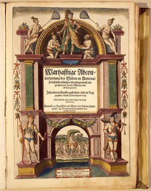 <em>"Theodore de Bry. America. pt. 2, 1591.  Title page, Florida."</em>, 1591. color transparency, 4x5in. Brooklyn Museum. (E141_B84_part2_America_Florida_title_page.jpg
