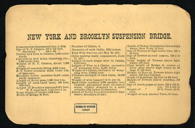 <em>"New York and Brooklyn Suspension Bridge. Verso."</em>. Bw photographic print, sepia toned. Brooklyn Museum, CHART_2012. (F129_B79_C68_New_York_and_Brooklyn_Suspension_Bridge_02_verso.jpg