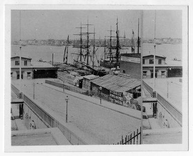 <em>"Photograph of stereo[graph]. 'View from Wall Street Ferry, Brooklyn, N.Y.'"</em>, 1941. Bw photograph, 3 x 3.75in (8 x 10 cm). Brooklyn Museum, CHART_2011. (F129_B79_F956_Ferries_01.jpg