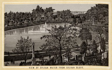 <em>"View of Sylvan Water from Sylvan Bluff."</em>, 1887. Postcard, 3.5 x 5.5 in (8.9 x 14 cm). Brooklyn Museum, CHART_2012. (Photo: Fritschler and Selle, F129_B79_G85_07_View_of_Sylvan_Water_from_Sylvan_Bluff.jpg