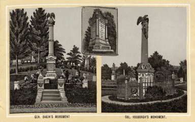 <em>"General Dakin's Monument. Colonel Vosburgh's Monument."</em>, 1887. Postcard, 3.5 x 5.5 in (8.9 x 14 cm). Brooklyn Museum, CHART_2012. (Photo: Fritschler and Selle, F129_B79_G85_10_Dakins_Monument_Vosburghs_Monument.jpg