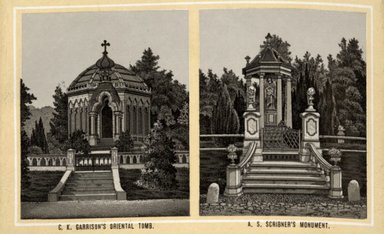 <em>"C.K. Garrison's Oriental Tomb. A.S. Scribner's Monument."</em>, 1887. Postcard, 3.5 x 5.5 in (8.9 x 14 cm). Brooklyn Museum, CHART_2012. (Photo: Fritschler and Selle, F129_B79_G85_11_Garrisons_Tomb_Scribners_Monument.jpg