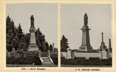 <em>"Thomas T. Read's Monument. G.W. Burnham's Monument."</em>, 1887. Postcard, 3.5 x 5.5 in (8.9 x 14 cm). Brooklyn Museum, CHART_2012. (Photo: Fritschler and Selle, F129_B79_G85_12_Reads_Monument_Burnhams_Monument.jpg