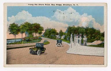 <em>"Along the Shore Road, Bay Ridge, Brooklyn, N.Y. Recto."</em>. Postcard, 3.5 x 5.5 in (8.9 x 14 cm). Brooklyn Museum, CHART_2012. (F129_B79_P841_Bay_Ridge_Shore_Road_recto.jpg