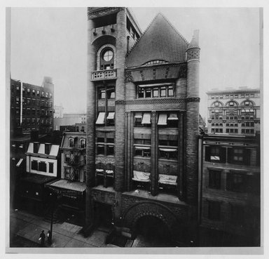 <em>"Fire headquarters, 365-367 Jay Street. Designed 1882 by Frank Freeman."</em>, 1910. Bw photograph, 8 x 10in (20.5 x 25cm). Brooklyn Museum, CHART_2011. (Photo: Underhill, Irving I., F129_B79_V67_Views_Brooklyn_02.jpg