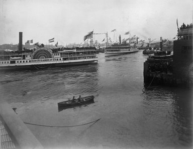 <em>"Breading G. Way photograph negative 18"</em>, 1942. Bw negative 4x5in. Brooklyn Museum. (F129_B79_W36_Way_sidewheeler_bw.jpg