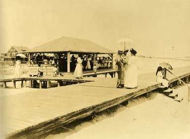 <em>"Beach Haven: the great seashore opportunity. Views of Beach Haven. View 47: boardwalk."</em>, 1900-1914. Bw photograph (original print), 9 x 7in (23 x 18cm). Brooklyn Museum, Beachhaven. (F142_O2_B35_Beachhaven_045.jpg