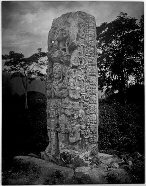<em>"Copan. Stela B."</em>, 1885. Bw copy negative, 4 x 5in (10.2 x 12.8 cm). Brooklyn Museum, Maudslay. (F1435_M442_Maudslay_004.jpg