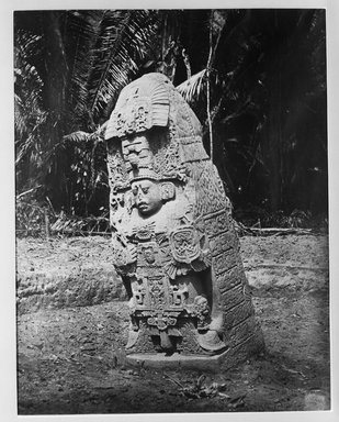 <em>"Quiriguá. Stela K, West Face."</em>, 1883. Bw copy negative, 4 x 5in (10.2 x 12.8 cm). Brooklyn Museum, Maudslay. (F1435_M442_Maudslay_018.jpg