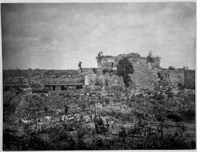 <em>"Chichen Itza. Casa De Monjas, North Front."</em>, 1889. Bw copy negative, 4 x 5in (10.2 x 12.8 cm). Brooklyn Museum, Maudslay. (F1435_M442_Maudslay_023.jpg